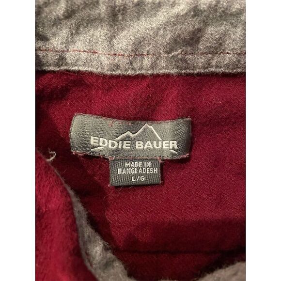 Eddie Bauer Men's L Red Long Sleeve Flannel Button-Up Shirt Casual - Picture 7 of 7